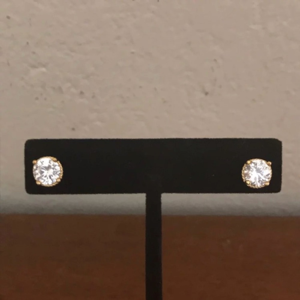Gold Plated Round Stud Earrings